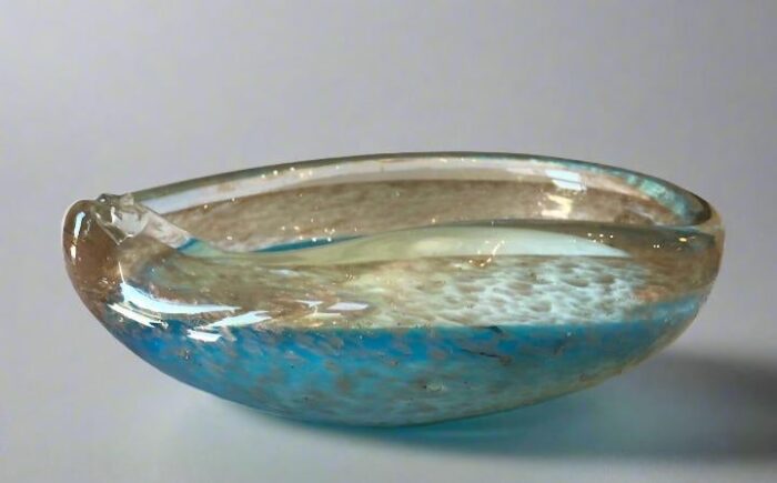 vintage hand blown cerulean blue bowl 1475