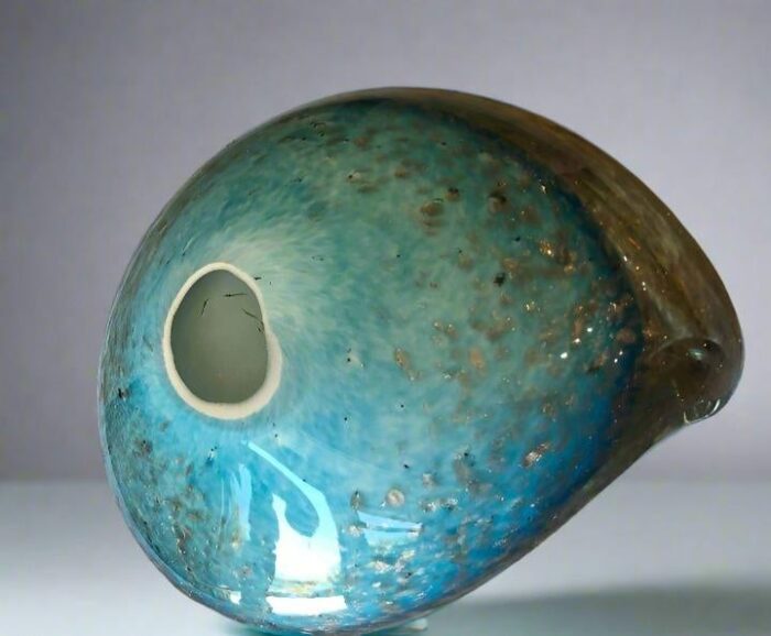 vintage hand blown cerulean blue bowl 8852