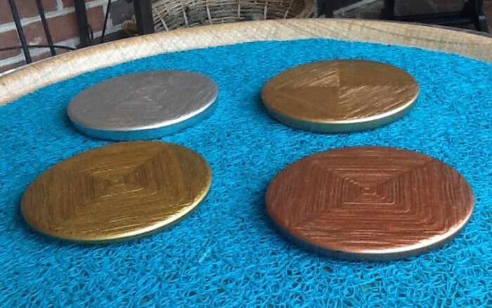 vintage handmade ceramic and epoxy coasters set of 4 2682