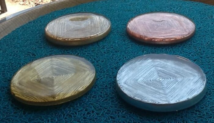 vintage handmade ceramic and epoxy coasters set of 4 2951