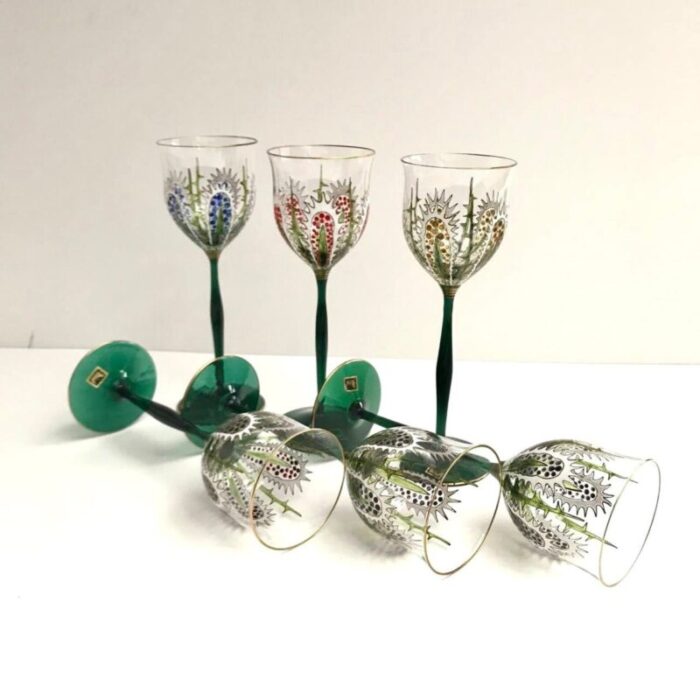 vintage handmade crystal glasses by gluskunst hirtreiter bavaria 1980s set of 6 1