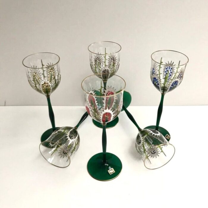 vintage handmade crystal glasses by gluskunst hirtreiter bavaria 1980s set of 6 3