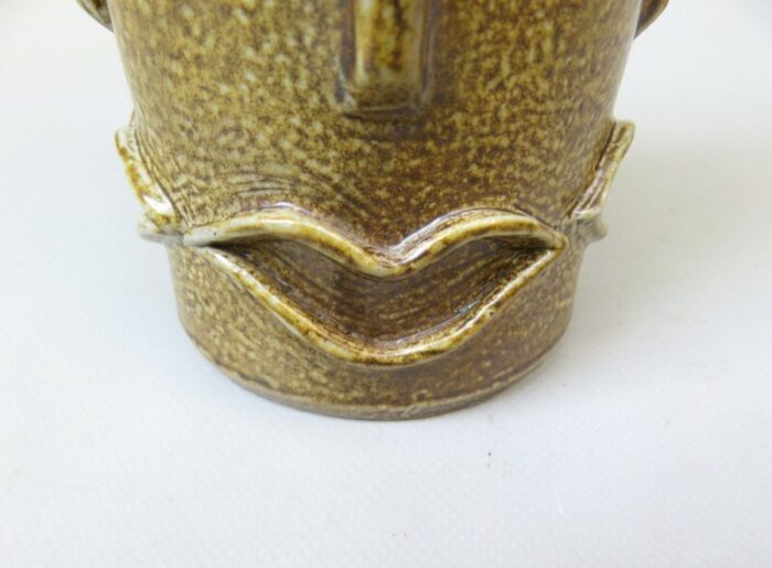 vintage handmade four faces vase in ceramic 1960s 12