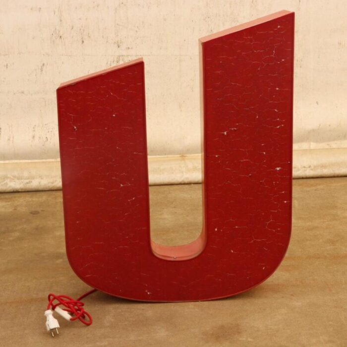 vintage iluminated eastern bloc letter u floor night lamp 1970s 1055