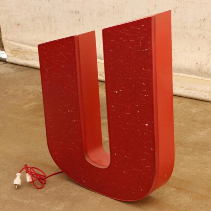 vintage iluminated eastern bloc letter u floor night lamp 1970s 9895