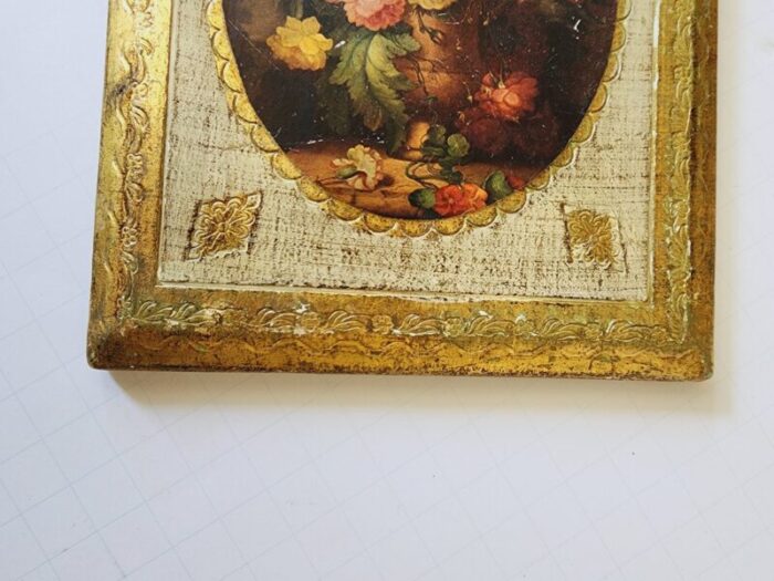 vintage italian florentine handpainted wall plaque 1682