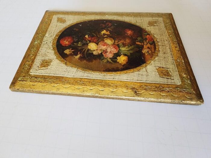 vintage italian florentine handpainted wall plaque 7523