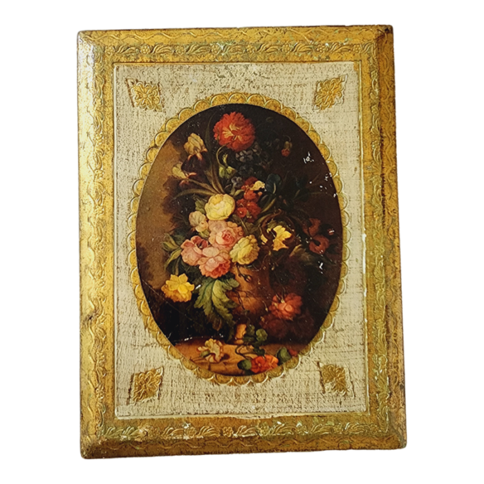 vintage italian florentine handpainted wall plaque 8174