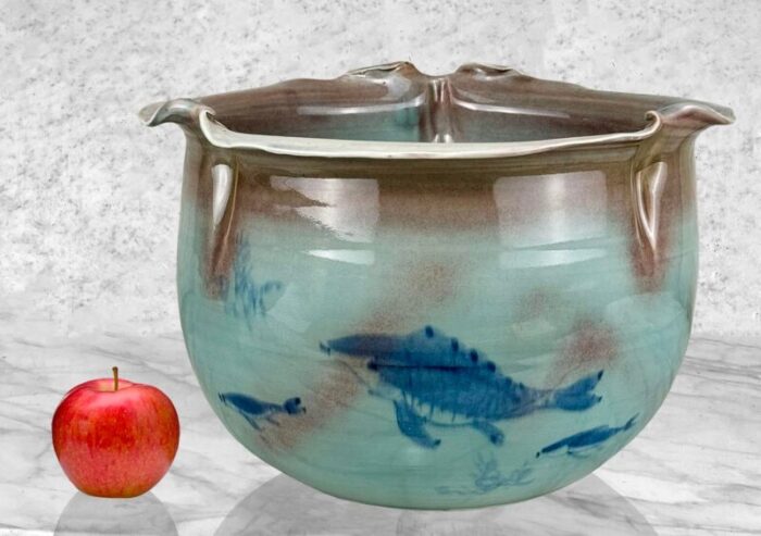 vintage large chinese celadon porcelain fish motif jardiniere planter 13 0001