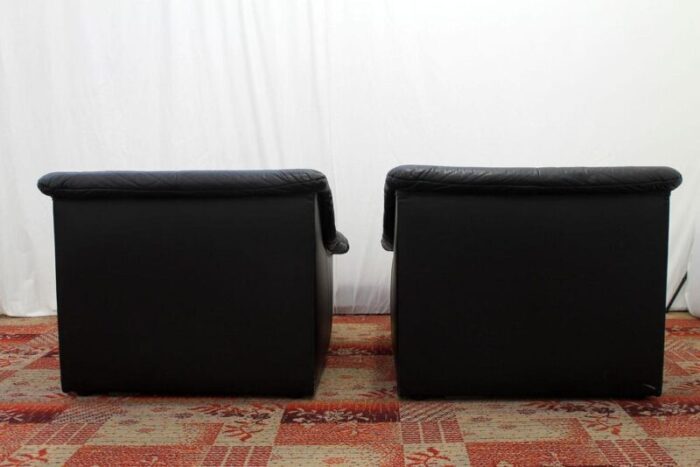 vintage leather armchairs former czechoslovakia 1980s set of 2 0442