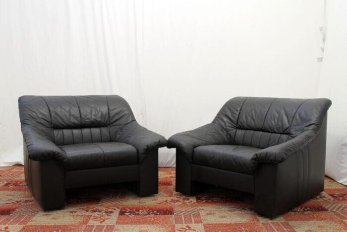 vintage leather armchairs former czechoslovakia 1980s set of 2 0986