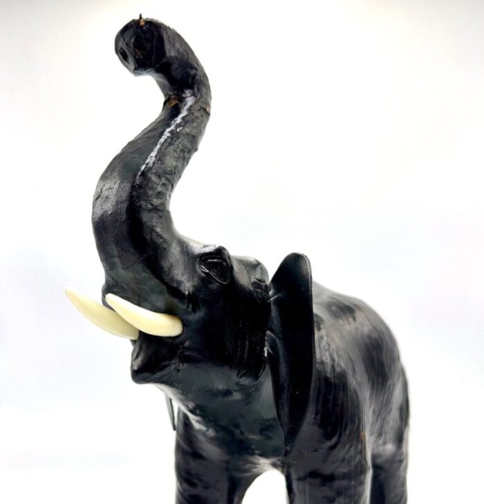 vintage leather elephant sculpture figure 1960s set of 2 14