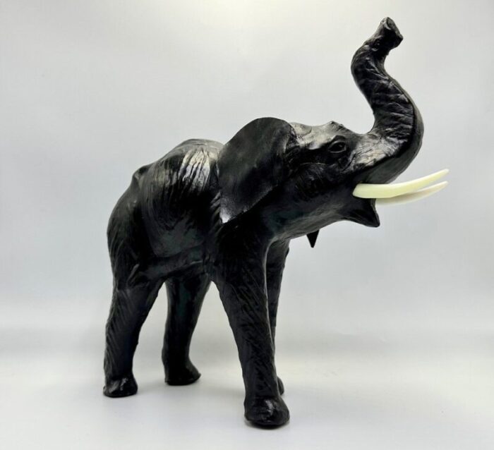 vintage leather elephant sculpture figure 1960s set of 2 8