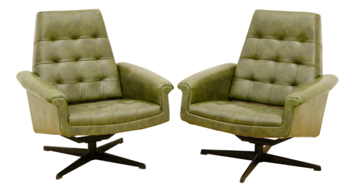 vintage leather swivel armchairs from up zavody 1970s set of 2 3228