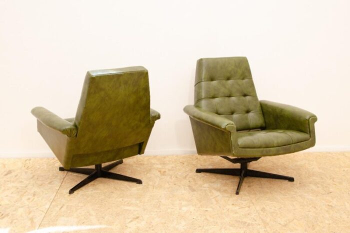 vintage leather swivel armchairs from up zavody 1970s set of 2 4463