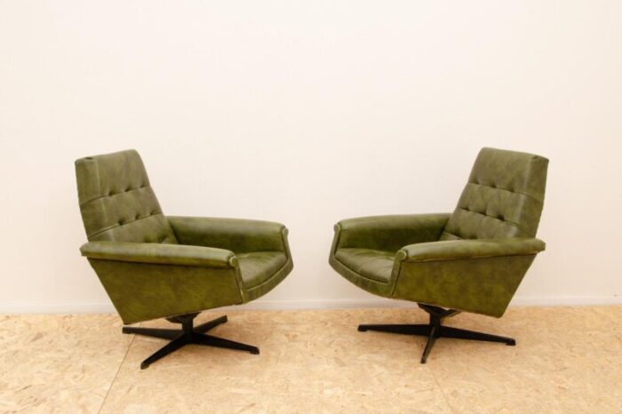 vintage leather swivel armchairs from up zavody 1970s set of 2 7302