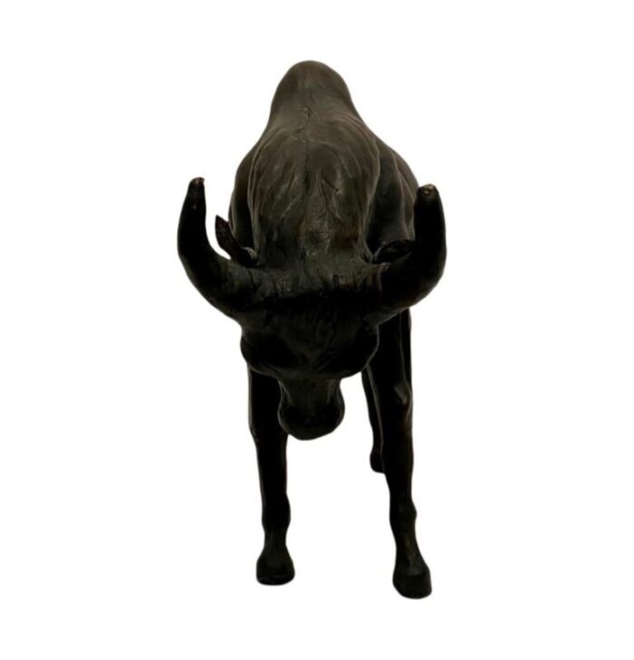 vintage leather wrapped bull statue figurine made in india 3143