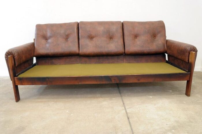 vintage leatherette living room set former czechoslovakia 1970s set of 3 2900