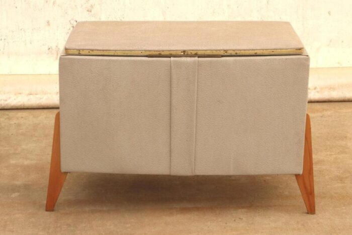 vintage leatherette stool with storage czechoslovakia 1980s 0736