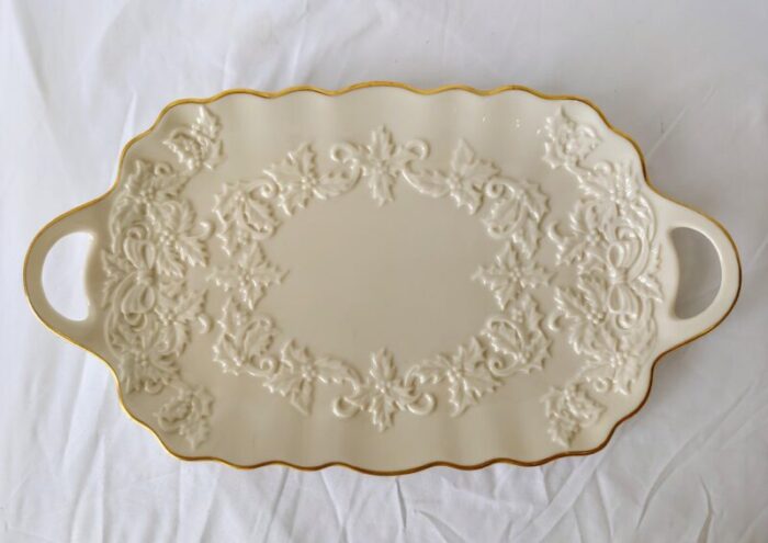 vintage lenox holiday hostess double handle platter 4905