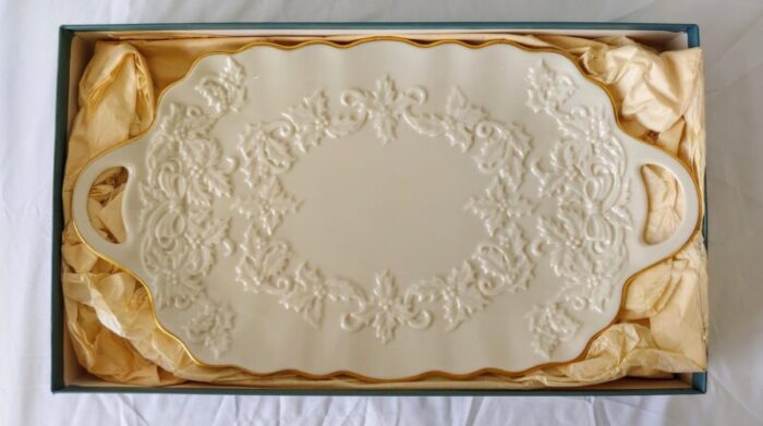 vintage lenox holiday hostess double handle platter 5689