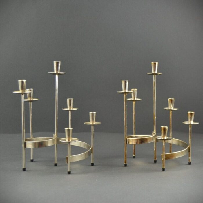 vintage metal candlesticks by gunnar ander for ystad metal set of 2 3