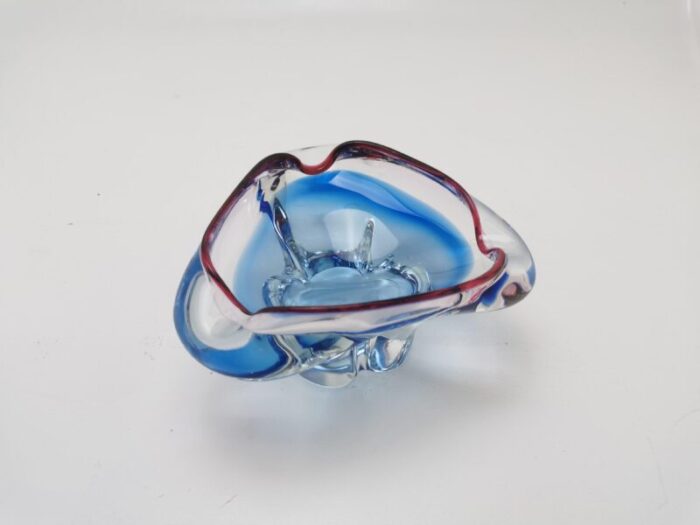 vintage mid century glass ashtray bohemian glass czechoslovakia 1326