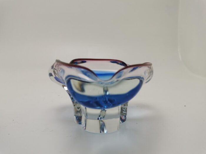 vintage mid century glass ashtray bohemian glass czechoslovakia 2044