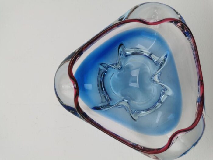 vintage mid century glass ashtray bohemian glass czechoslovakia 3744