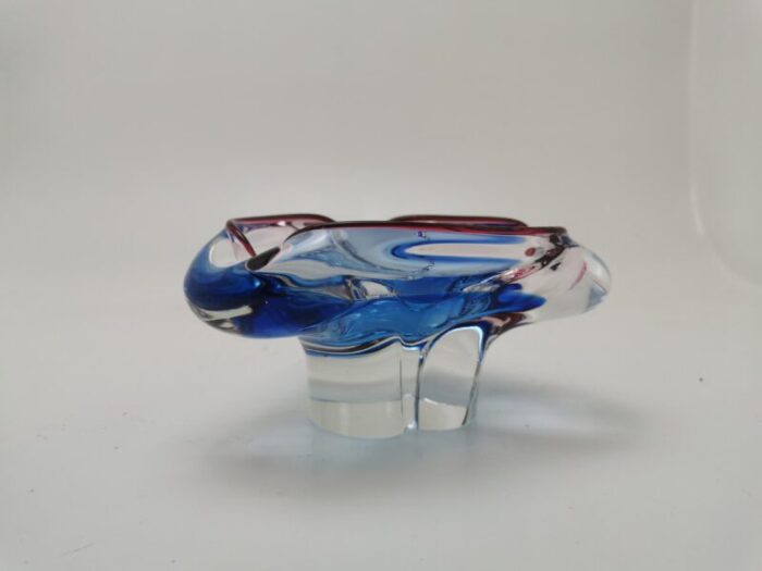 vintage mid century glass ashtray bohemian glass czechoslovakia 3793