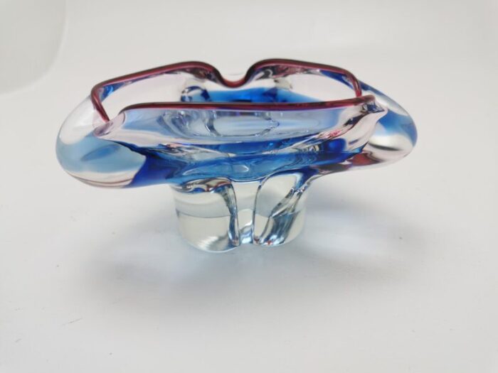 vintage mid century glass ashtray bohemian glass czechoslovakia 5305