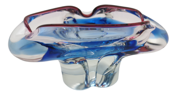 vintage mid century glass ashtray bohemian glass czechoslovakia 5820