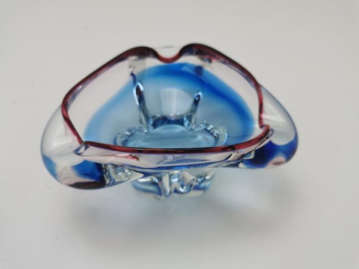 vintage mid century glass ashtray bohemian glass czechoslovakia 8691