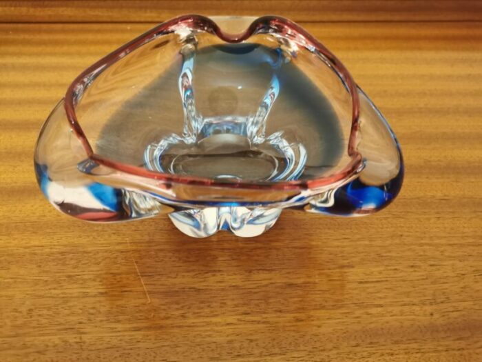 vintage mid century glass ashtray bohemian glass czechoslovakia 8693