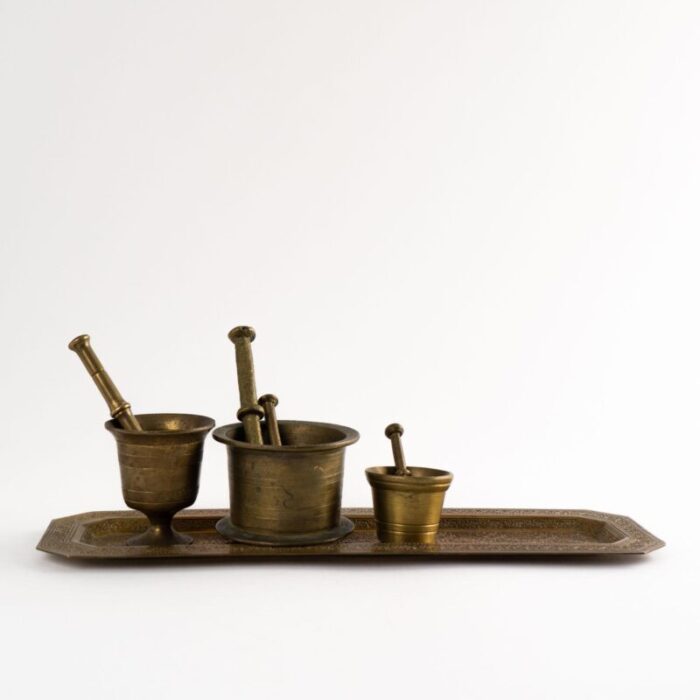 vintage miniature brass mortar and pestle collection 0036