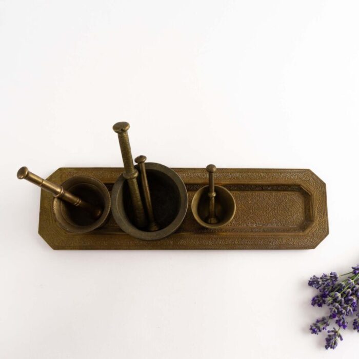 vintage miniature brass mortar and pestle collection 0662