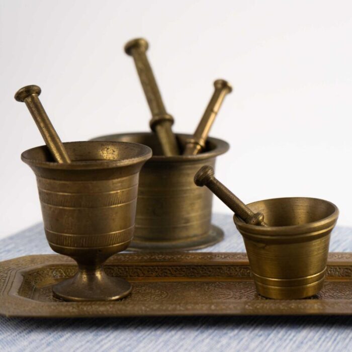 vintage miniature brass mortar and pestle collection 6916