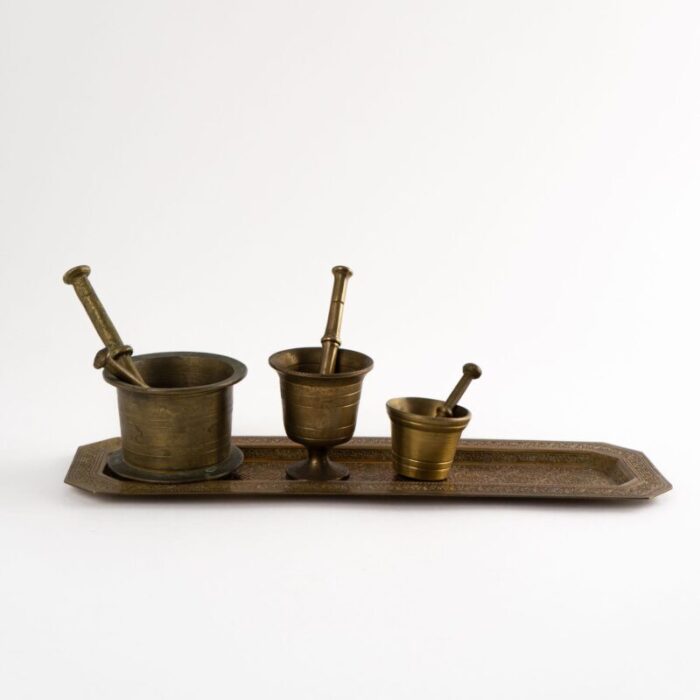 vintage miniature brass mortar and pestle collection 9885