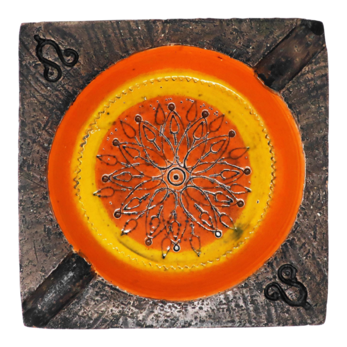 vintage orange bitossi ceramic ashtray 1088