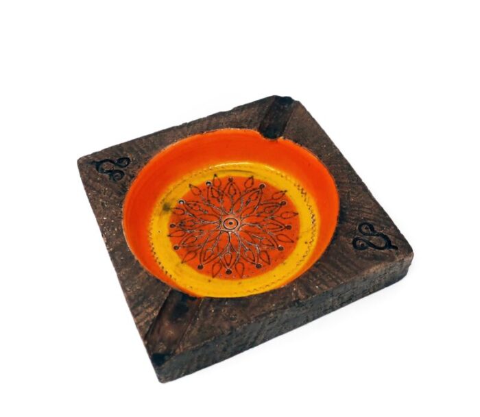 vintage orange bitossi ceramic ashtray 3901