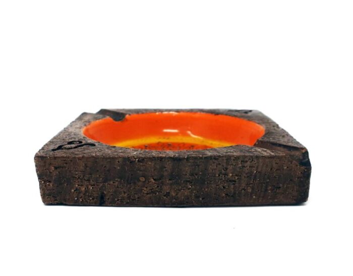 vintage orange bitossi ceramic ashtray 9083