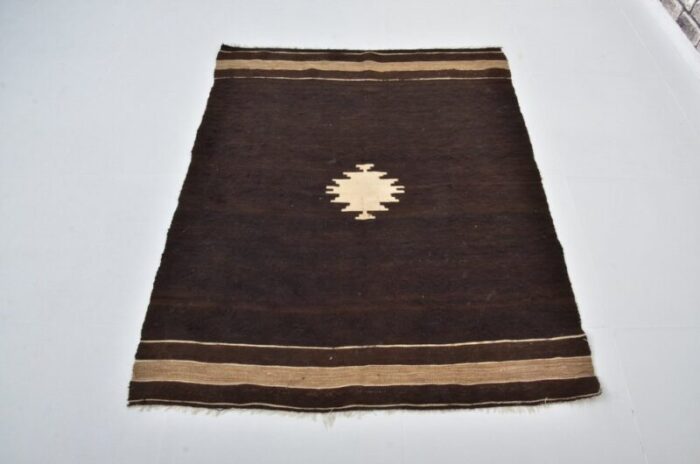 vintage organic wool brown siirt blanket rug 1