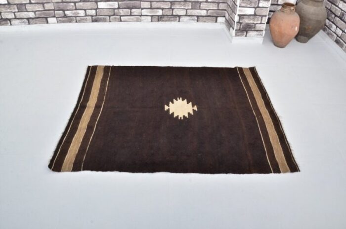 vintage organic wool brown siirt blanket rug 2