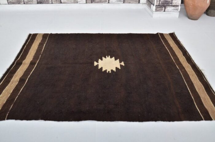 vintage organic wool brown siirt blanket rug 3