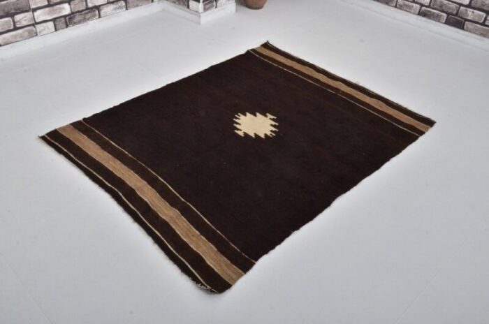 vintage organic wool brown siirt blanket rug 4