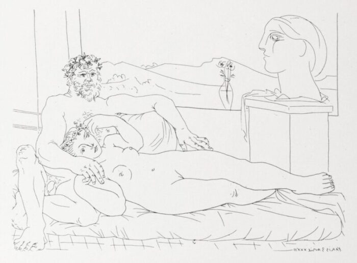 vintage pablo picasso vollard suite lithograph print 1956 0033