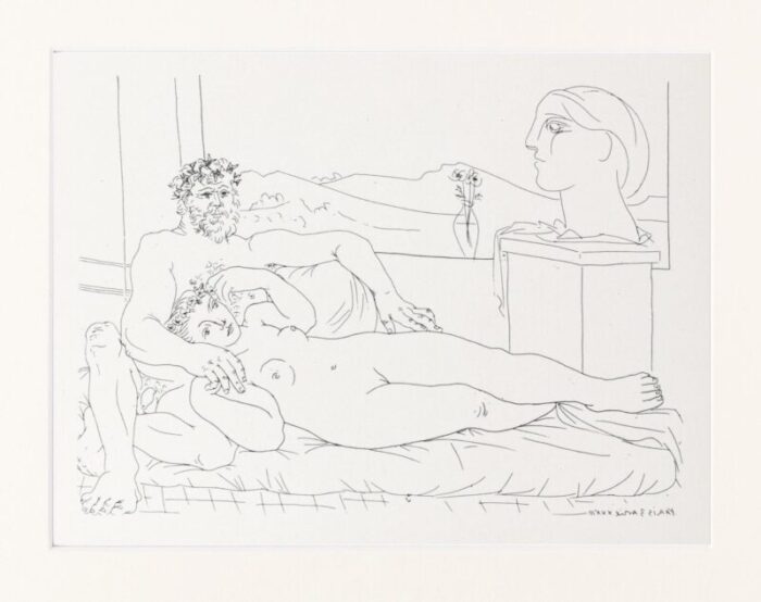 vintage pablo picasso vollard suite lithograph print 1956 8372