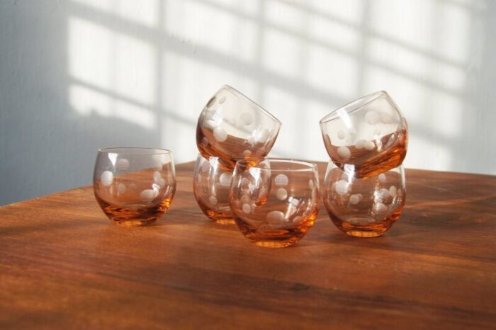 vintage roly poly glasses 1940s set of 6 3