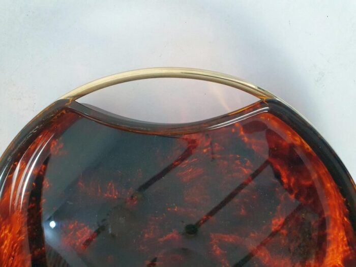 vintage serving tray in acrylic glass and brass italy 1970s 4