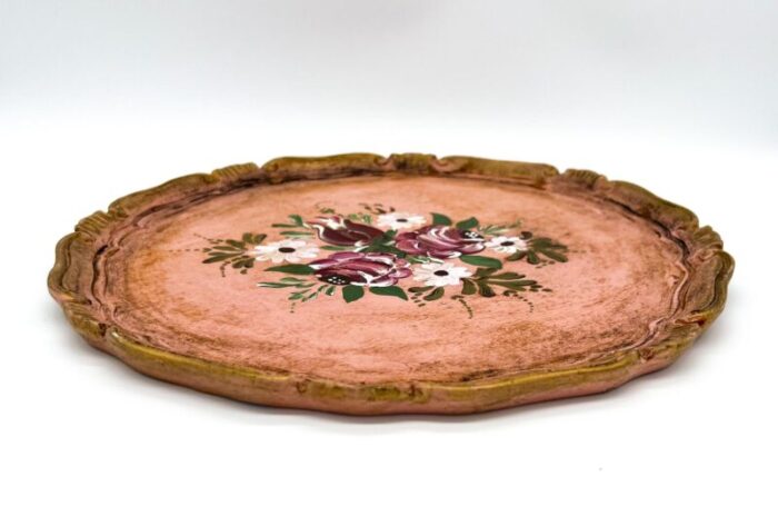 vintage shabby chic italian dusky pink florentine tray 3861